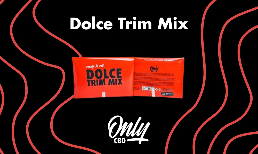 Mezcla de flores de CBD trituradas Dolce Trim Mix, formato Pocket, con aspecto resinoso y color verde intenso, cultivado en interior en Italia.